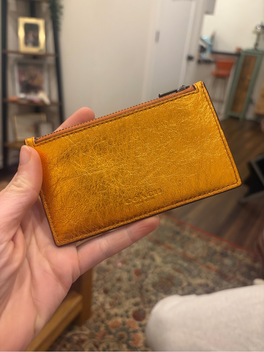 COACH Metallic orange Leather Card Wallet